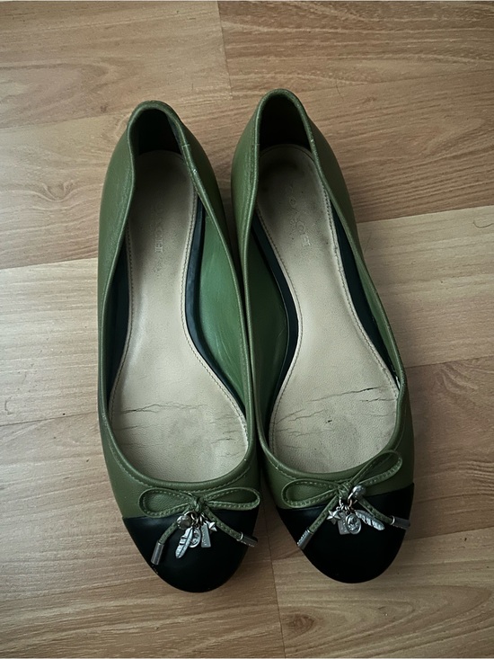 Coach Shoes - Coach Olive Green and Black Ballet Flats with Bow & Charms